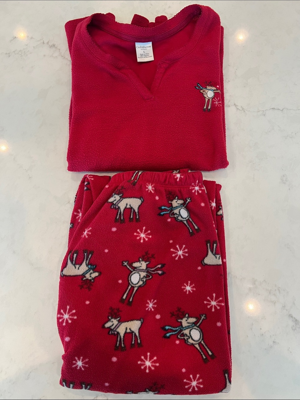 Women’s Croft & Barrow Reindeer Fleece Pajama Set